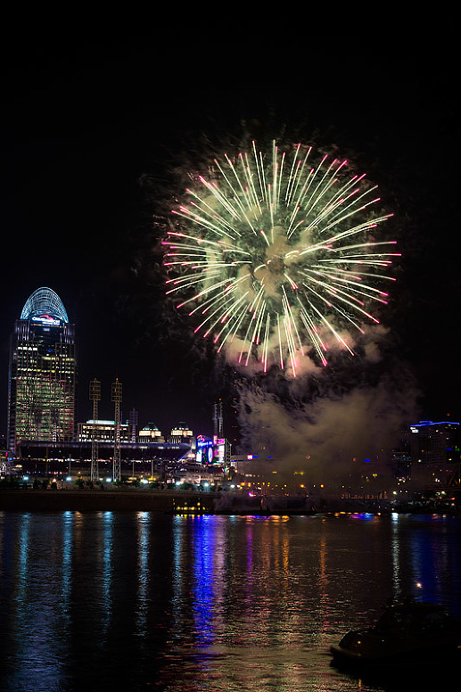 Shooting fireworks over the Ohio River in Cincinnati » Travel