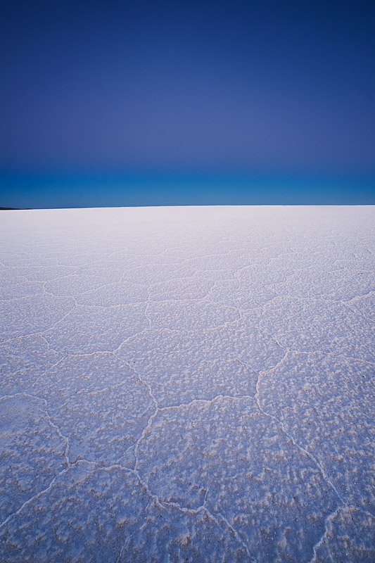 Twilight shot of salt flats, Salar de Uyuni, Bolivia, South America