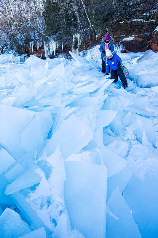 Visiting the ice caves at Apostle Islands, Cornucopia, Wisconsin, USA