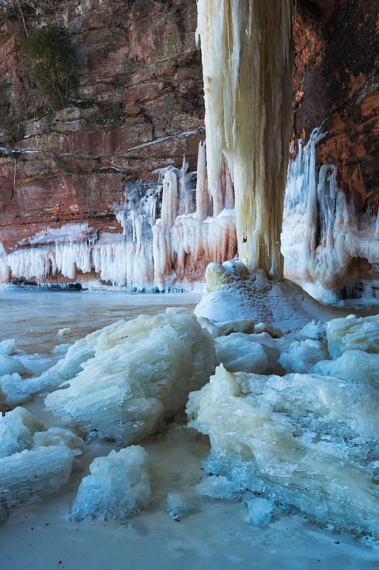 Visiting the ice caves at Apostle Islands, Cornucopia, Wisconsin, USA