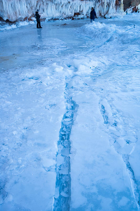 Visiting the ice caves at Apostle Islands, Cornucopia, Wisconsin, USA