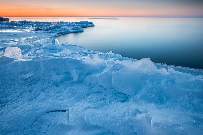 Lake Superios in winter, Cascades region on the North Shore, Minnesota, USA