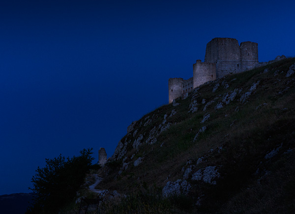 Abruzzo Italy Rocca Calascio castle at night