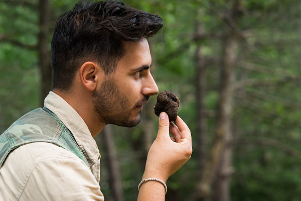 smelling a truffle 