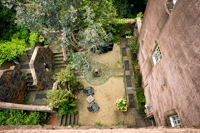 courtyard while staying in a castle