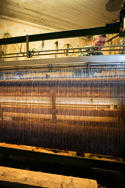 Weaver at work making Harris Tweed