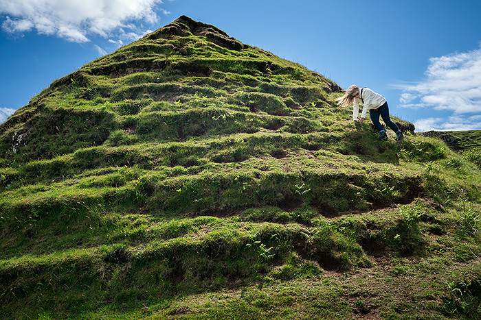 Hiking to Fairy Glen, Isle of Skye, Scotland,