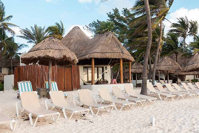 empty chairs Playa del carmen travel to mexico during pandemic