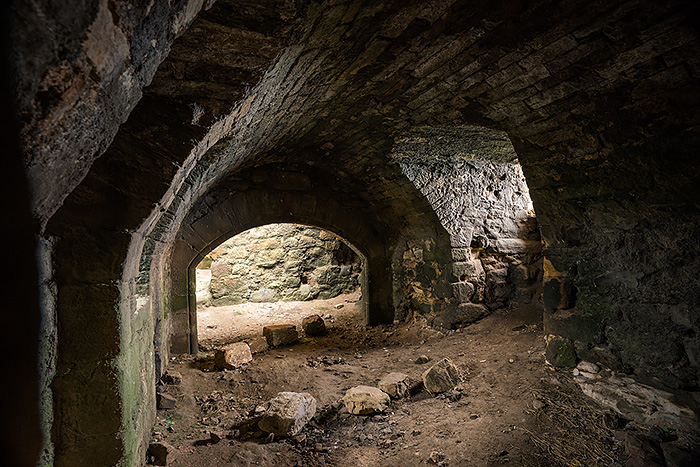 Newark castle vault on hiking fife coastal path