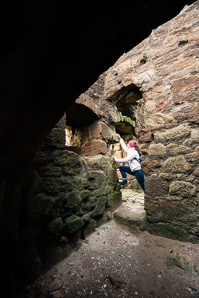 Newark castle vault on hiking fife coastal path