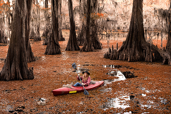 kayaking on Caddo Lake, TX