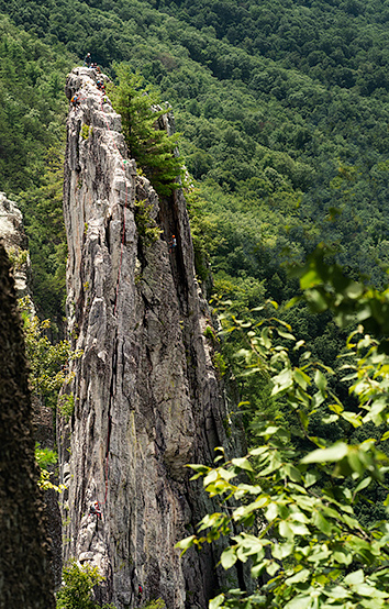 Climbers on Seneca Rocks, off the beaten path in West Virginia