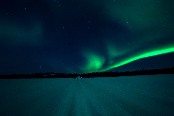 Great Slave Lake in winter, Aurora Viewing in Yellowknife, Alberta, Canada