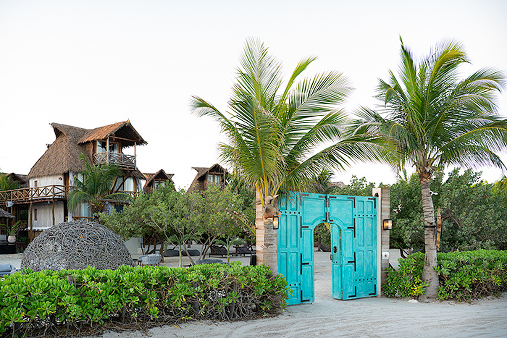 Blue door of inn, Isla Holbox