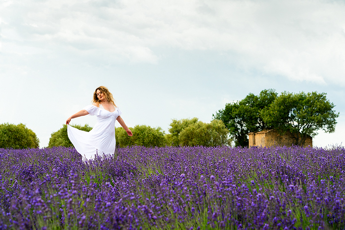 Woman in field of lavender in Provence