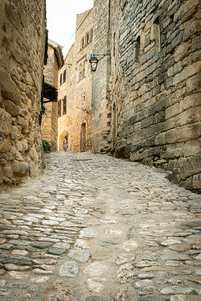 Ancient cobblestones in Lacoste village, Provence