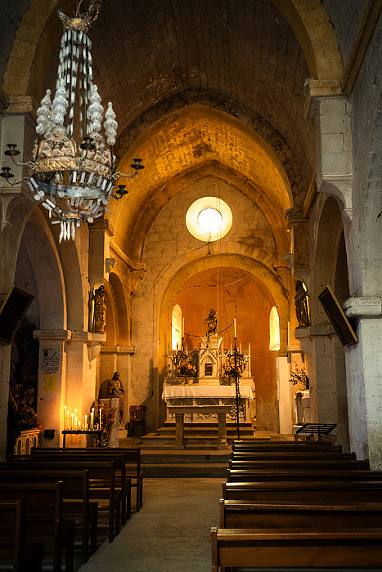 St. Trophine church, 12th century, Romanesque interior with frescoes