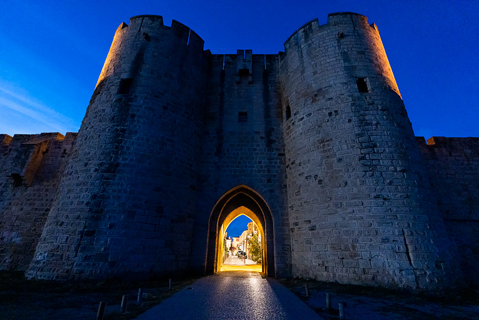 Ramparts of the fortified town of Aigues- Mortes, in the South of France